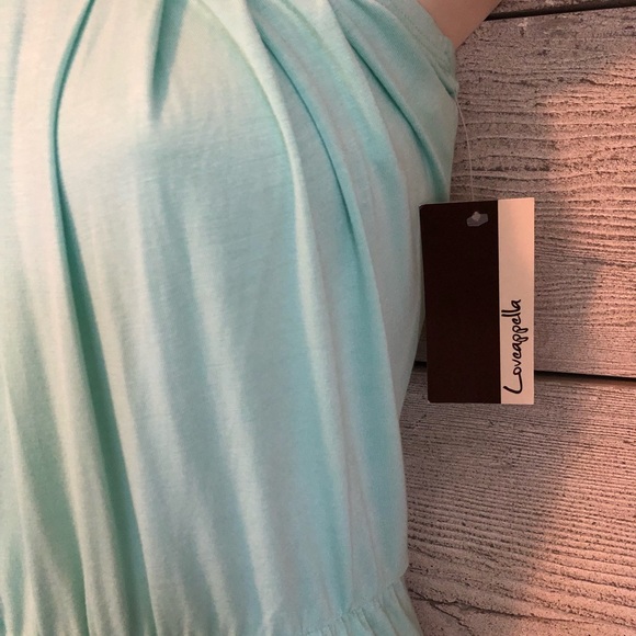 Loveappella Turquoise/Mint Green High Low Summer Strapless Dress - Picture 2 of 3